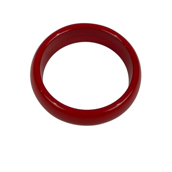 Red Lucite Bangle Bracelet Two-Tone Chunky Christmas 50s 60s Vintage Style - Picture 3 of 8